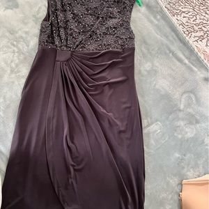 Deep Gray Dress with sequence and shirring on top.